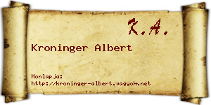 Kroninger Albert névjegykártya